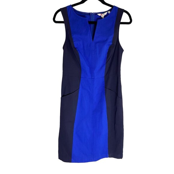 NWT Boden Helena Blue Colorblock Chino Knee Length Cotton Blend Sheath Dress-sz - Picture 9 of 10